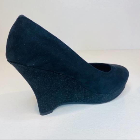 Unlisted Kenneth Cole Black Wedge Sparkle Shoes - Picture 6 of 10